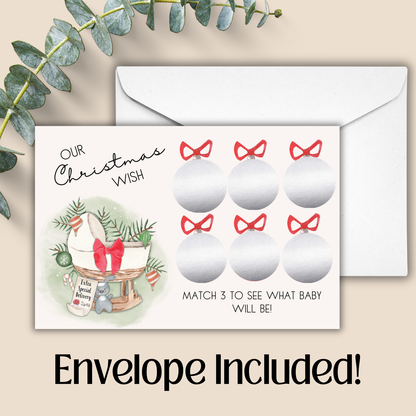 Christmas Gender Reveal Scratch Off Postcards- 15 ct