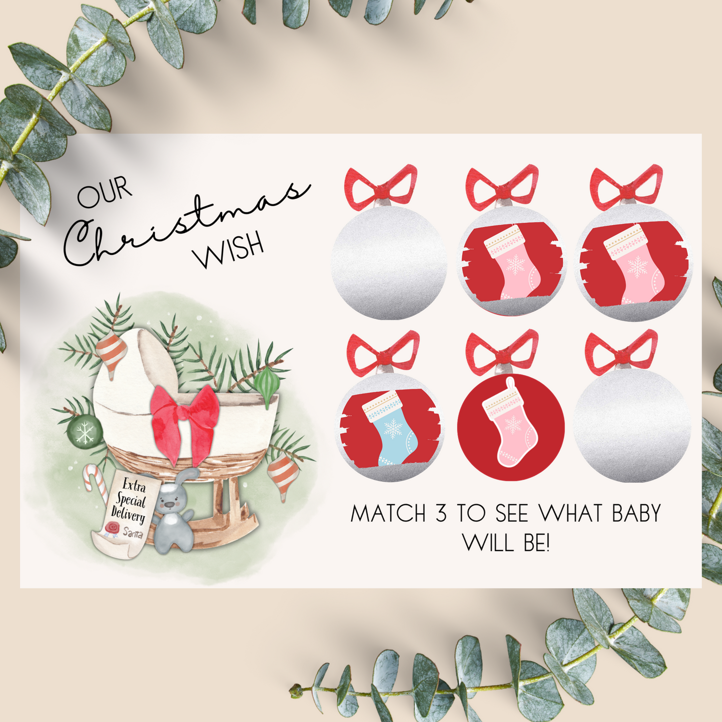 Christmas Gender Reveal Scratch Off Postcards- 15 ct