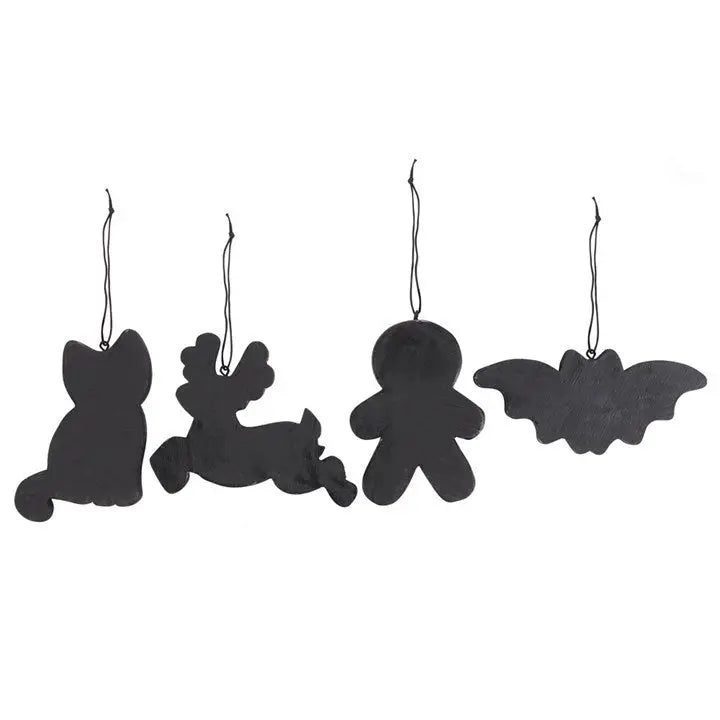 Black Skeleton Christmas Gingerbread Ornaments - Set of 4