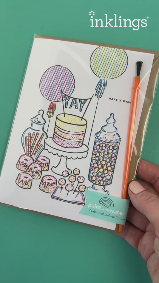 Sweet Table Paint With Water Birthday Card
